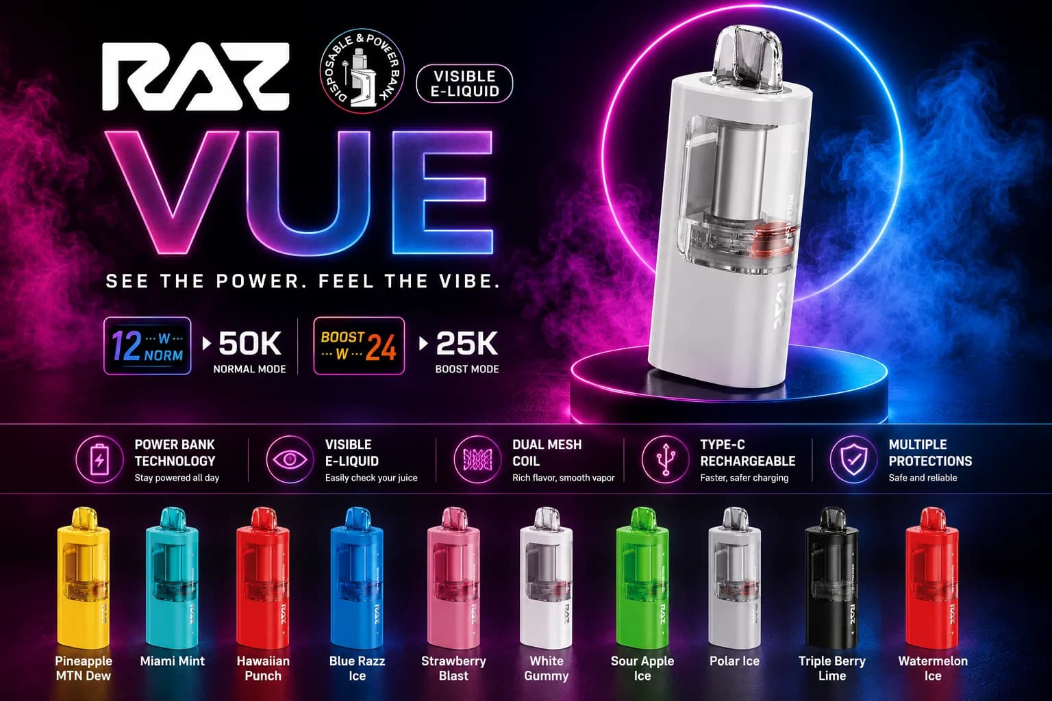 Raz Vue 50k Disposable Nicotine Vape Pod (5%)